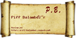 Piff Balambér névjegykártya